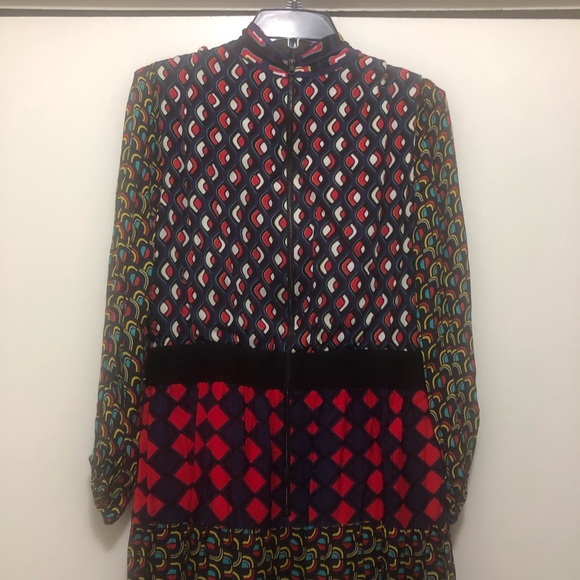 NWT $495 Alice + Olivia Karolina Paneled Blouson-Sleeve Midi Dress! - Picture 9 of 10